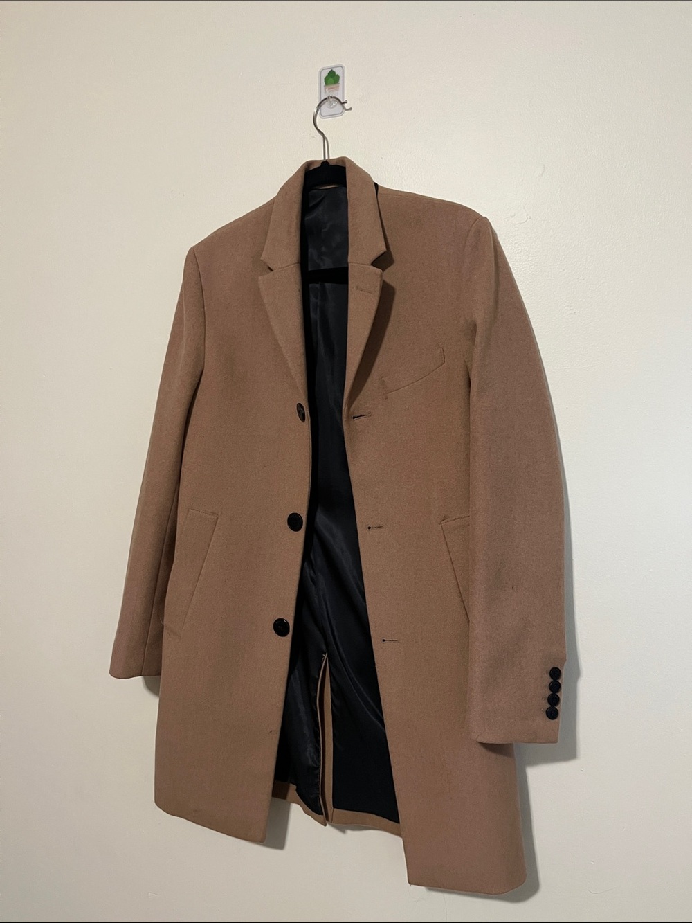 Camel Wool Blend Overcoat - Classic Single-Breasted Jacket